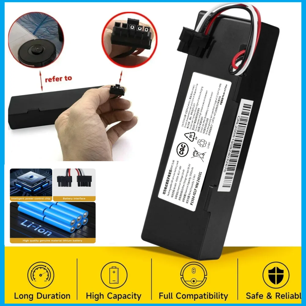 

14.4V 3500mah Rechargeable battery For Xiaomi Mijia Robot Vacuum Mop 3C 2S P XMSTJQR2S STYTJ02YM Sweeping Mopping Vacuum Cleaner