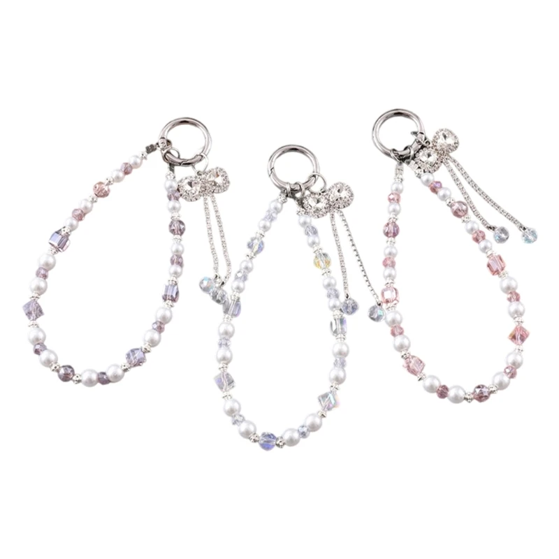 N3UC Beaded Phone Bracelet Strap,Phone Beaded Wrist Strap Phone Bracelet Lanyard for Women Phone Keychains Charm