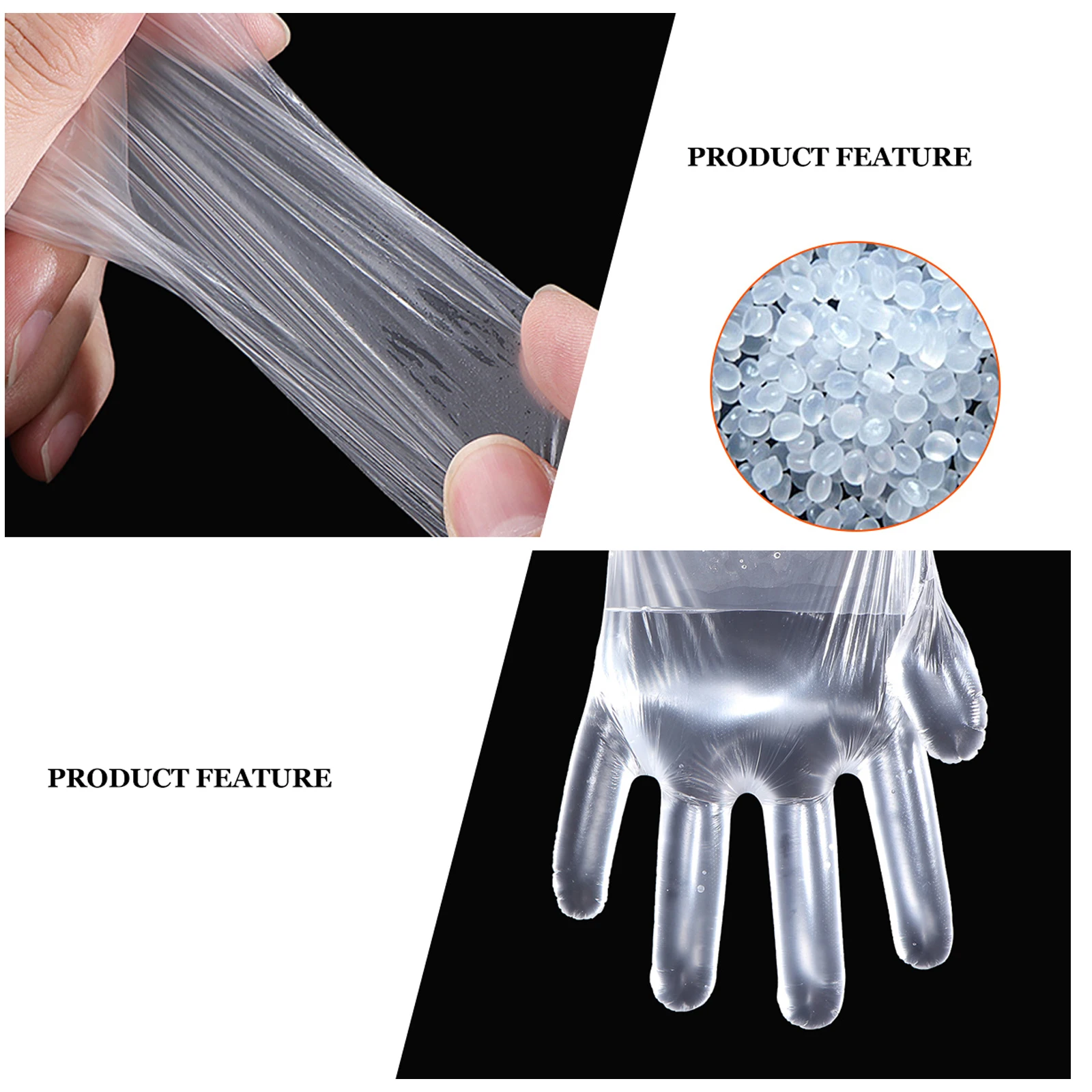 

500pcs Disposable Gloves Food Grade Pe Plastic Safety Gloves For Kitchen Cooking Food Processing Ambidextrous Large Size