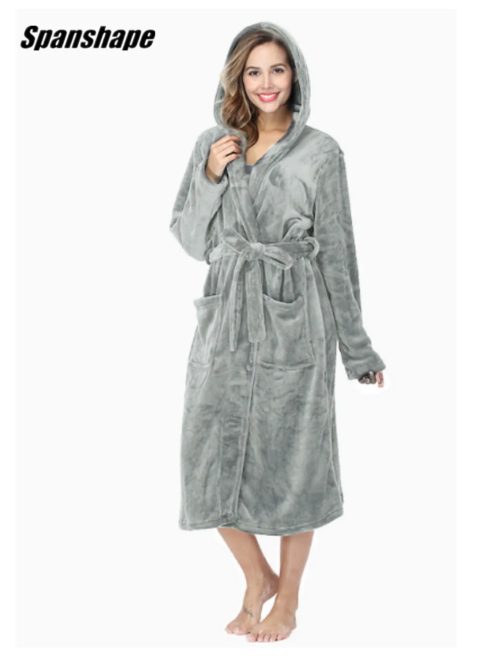 

Women's Long Knee Hooded Bathrobe, Soft Velvet Thick Warm Robe, Pajamas, flannel sentiment Couple bathrobe Long Tall Girl