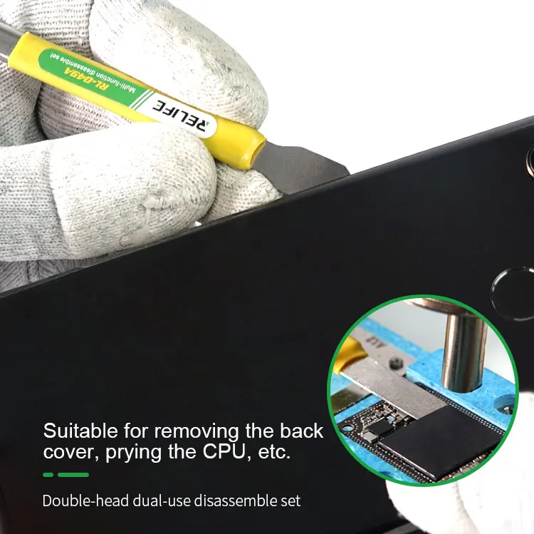 RELIFE RL-049A Doppelköpfiges Multifunktions-Hebelmesser für iPhone und Android zum Entfernen der Glasrückabdeckung, Blechschabemesser-Werkzeug – Detail 12