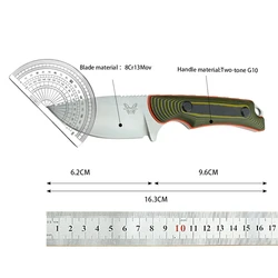 BM15017 with K sheath, outdoor hunting and meat cutting 8Cr13MoV blade camping dual color G10 handle fixed knife