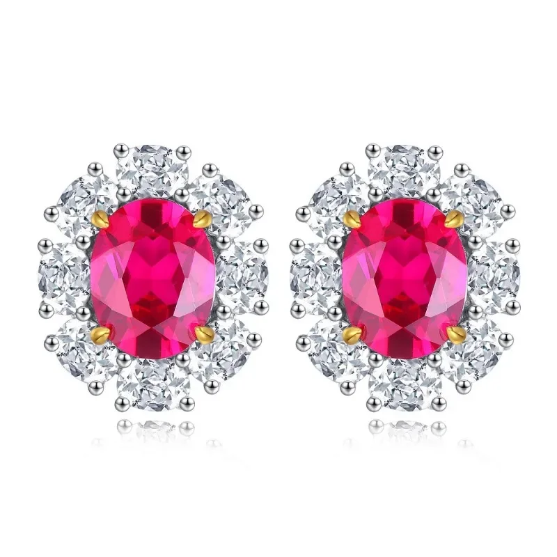 Shining U S925 Silver Padparadscha Gems High Carbon Diamond Stone Earrings for Women Fine Jewelry Gift Banquet