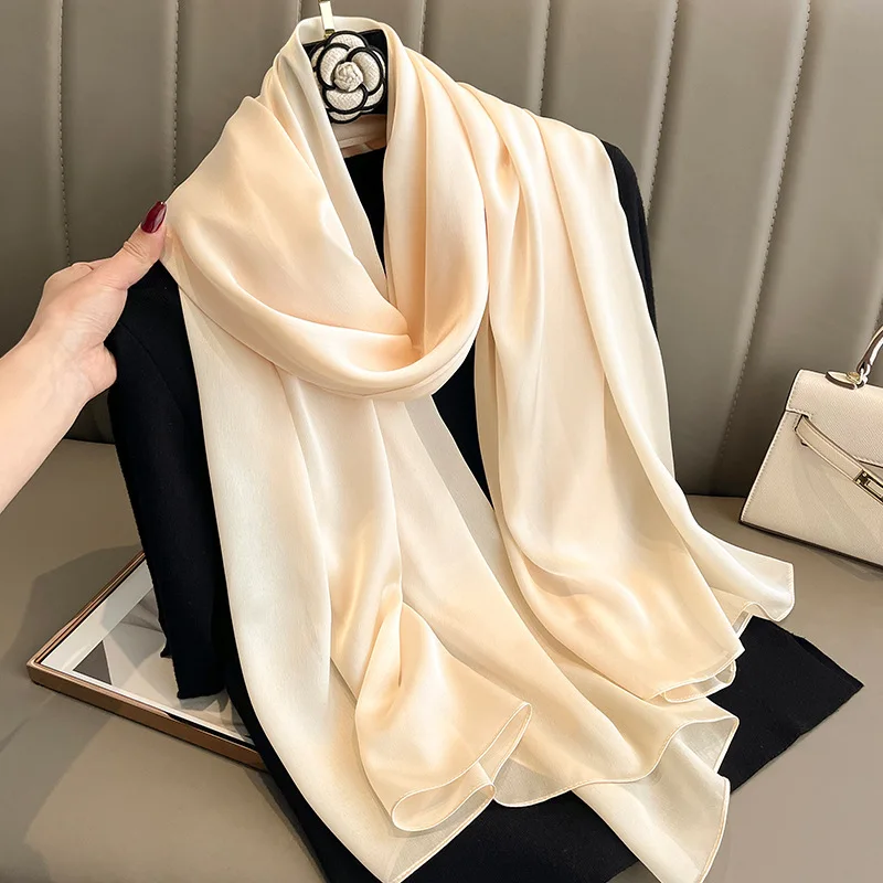 ​​2025 New Women's Solid Color Beach Scarf UPF 50+ Protection Lightweight Chiffon Multi-way Wrap for Summer Travel Swim Cover-up