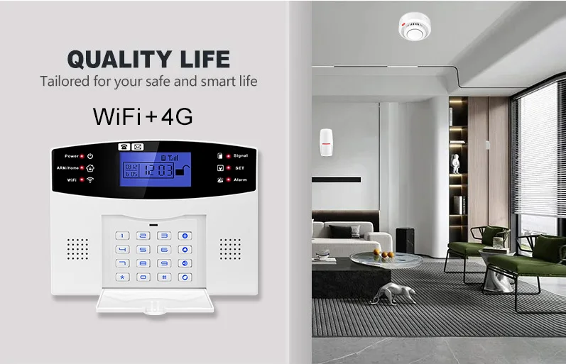 Sistema de Alarma de Seguridad para el Hogar DYGSM Tuya Smart 4G+Wifi, Sistema de Alarma Antirrobo Inalámbrico, Control 