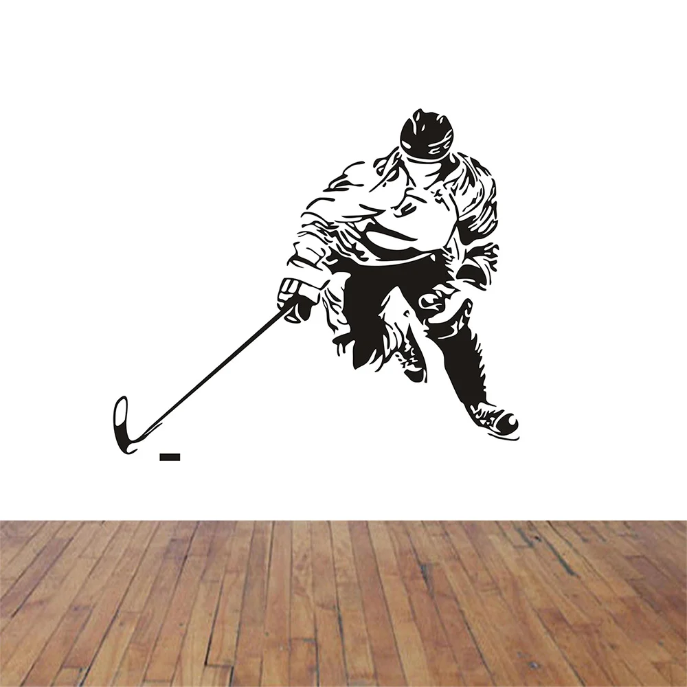 Wall Decal Sticker Hockey Stick Puck Rink Sport Team Game Kids Bedroom Wall Stickers Home Decor 22''X35''