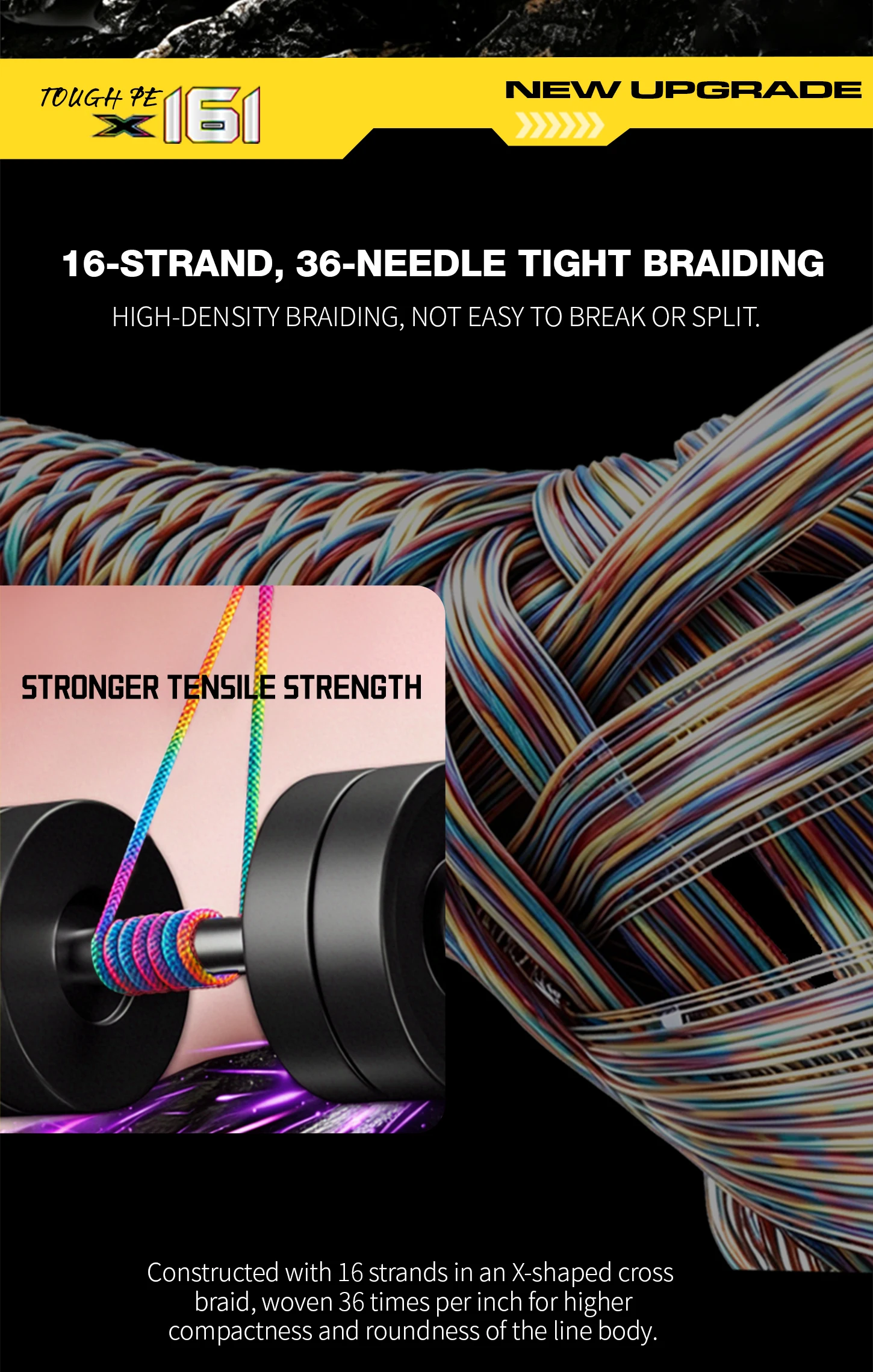 Neue YGK G-Soul 16-fach geflochtene Karpfen-Multifilament-Schnur 300/500/1000M – Superstark, langlebig, glatt, japanische 100% PE Angelschnur – Detail 4