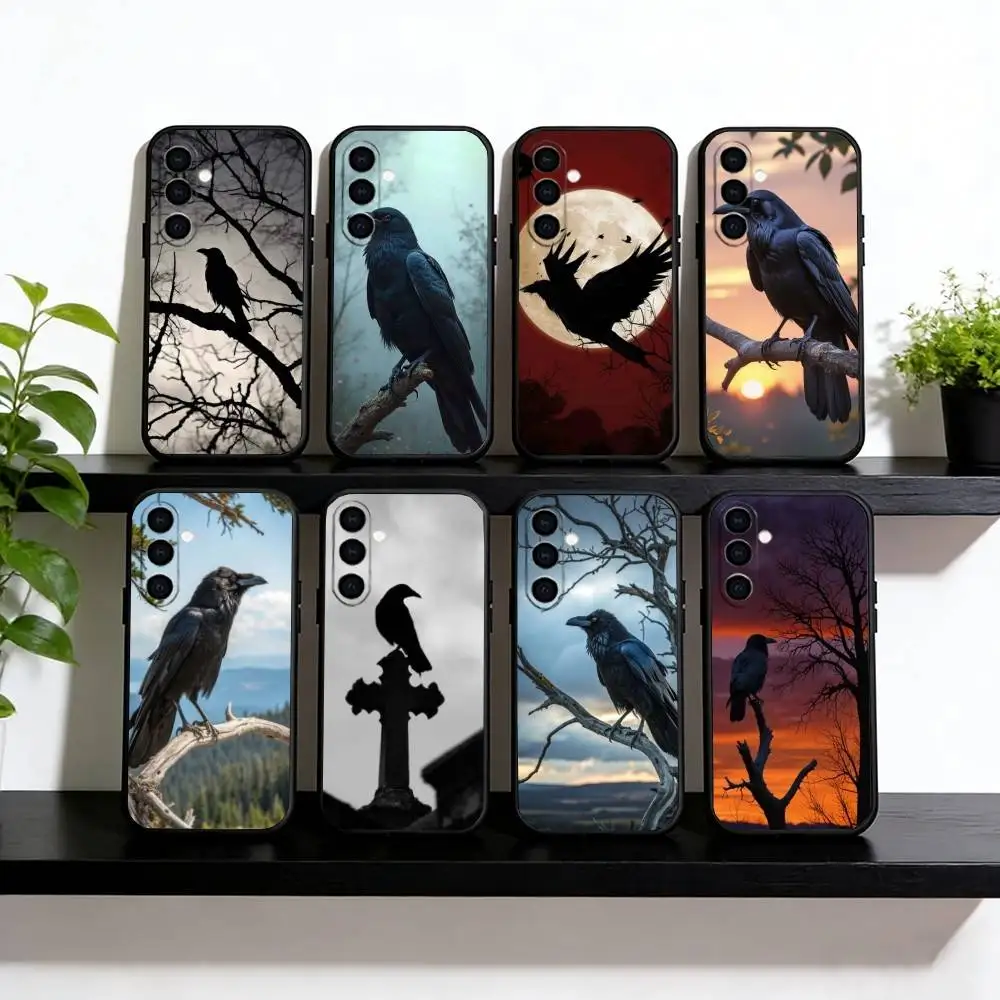 

crow Phone Case For Samsung Galaxy A73,A72,A71,A70,A53,A52,A51,Others Soft Black Cover