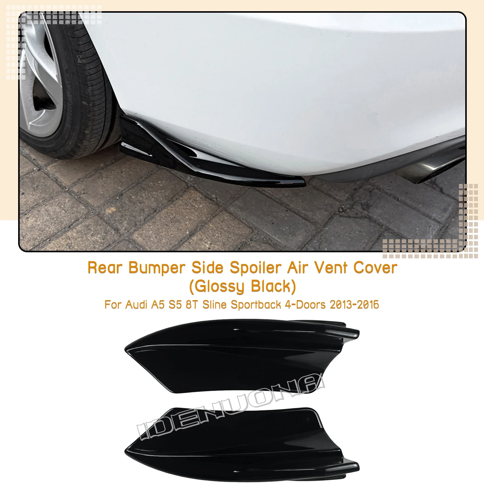 

Car Rear Bumper Side Corner Cover Spoiler Splitter For Audi A5 S5 8T Sline 4 Door Sportback 2013 2014 2015 2016