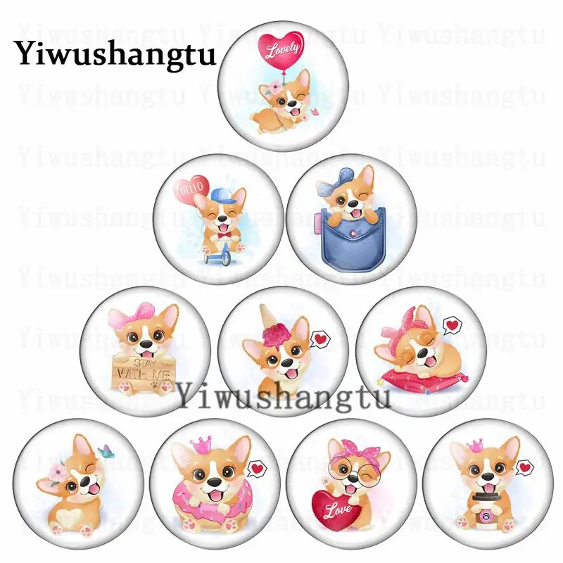 Beautiful and lovely pet dog love naughty animal 12mm/20mm/25mm/30mm Round photo glass cabochon demo flat back Making findings