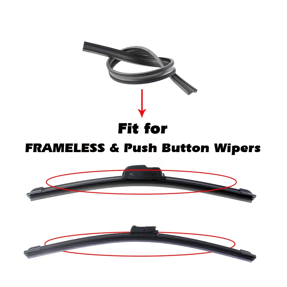 2PCS  High-Quality Boneless And Frameless Rubber Car Wipers 24/26/28/30/32 inch Blade Filler Strip Windshield Auto Parts