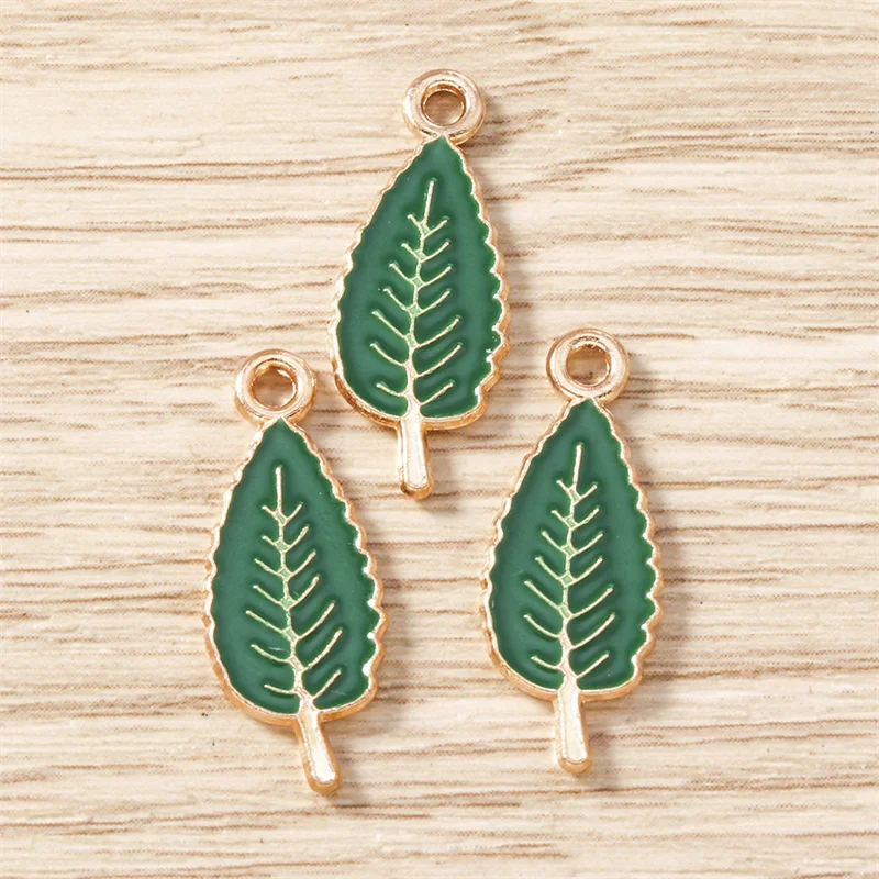 Tusember 20 Stück 9*22mm Emaille Niedliche Baum-Anhänger Blatt-Baum-Anhänger für Ohrringe, Halsketten, DIY-Schmuckherstellung, Bastelzubehör – Detail 4