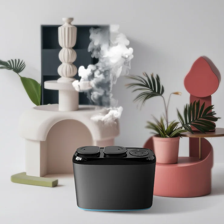 Умная бытовая техника Безводный ароматерапевтический распылитель аромата Диффузор с двойной насадкой Аромат Алюминиевый корпус Ультразвуковой электрический