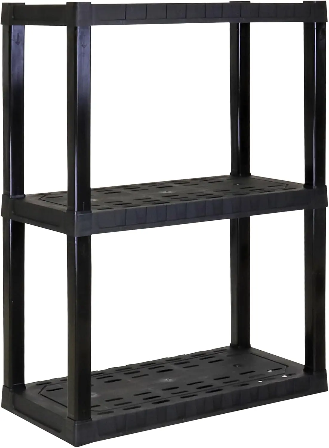 

Heavy Duty Plastic Storage Shelves, 3-Tier Stackable Organizer Rack for Garage, Kitchen, Bathroom, Black