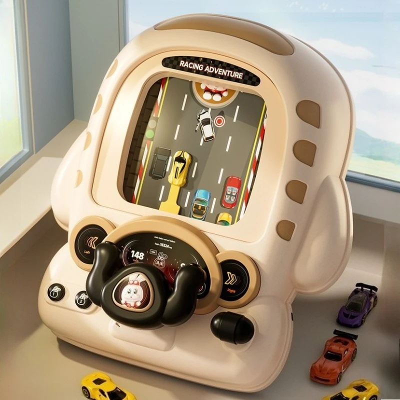 

Kids Racing Car Adventure Party Game Machine with Steering Wheel 399 Levels Hand-Eye Coordination Educational Electronic Kid Toy