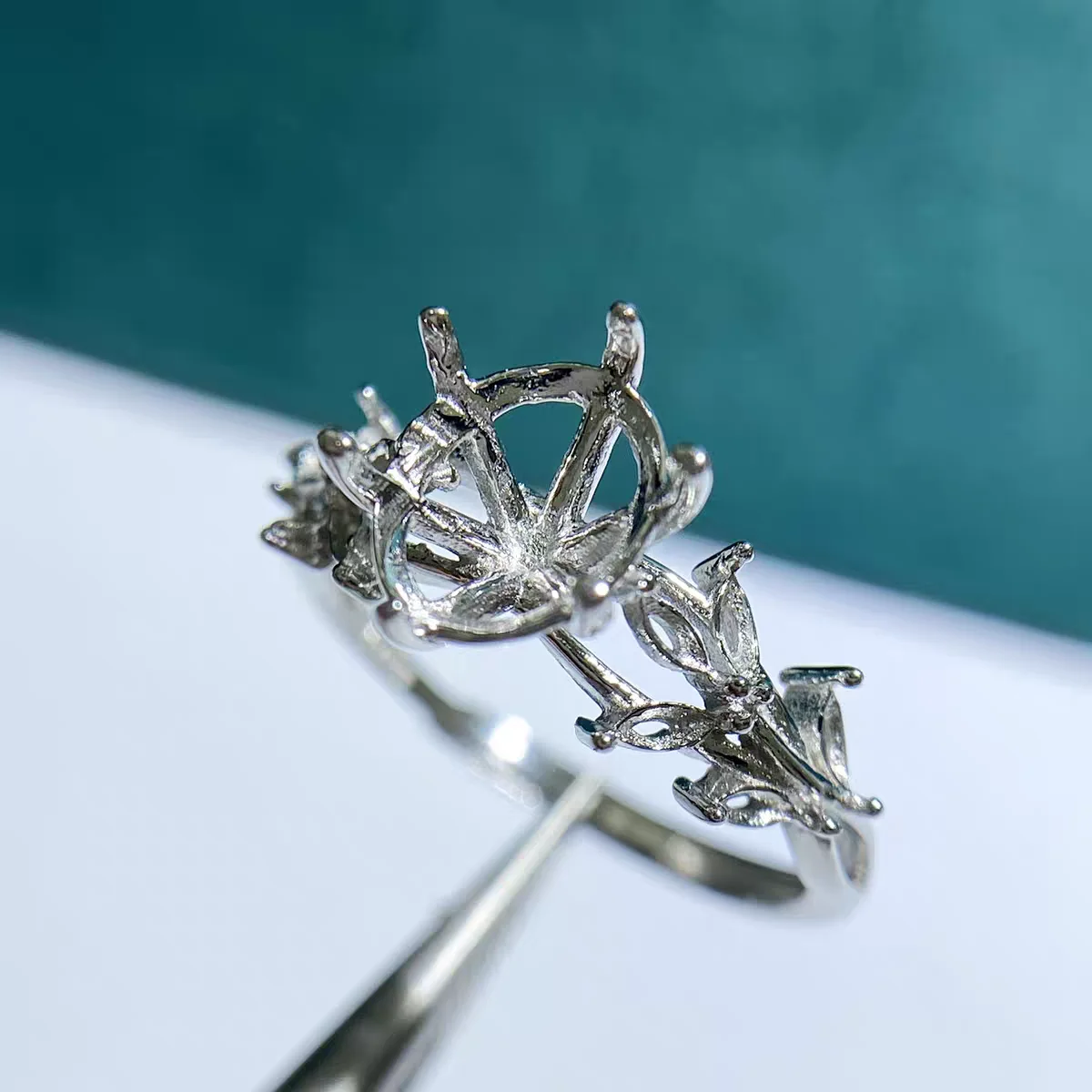 MeiBaPJ New Style 7*9 Elliptic Stone 925 Silver Fashion Ring Holder DIY Empty Support for Women Fine Charm Jewelry