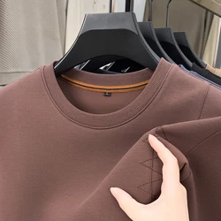 High-end New Autumn and Winter Men's Solid Color Designer High-quality Business Golf Round Neck Sweatshirt Printed T-shirt Tops