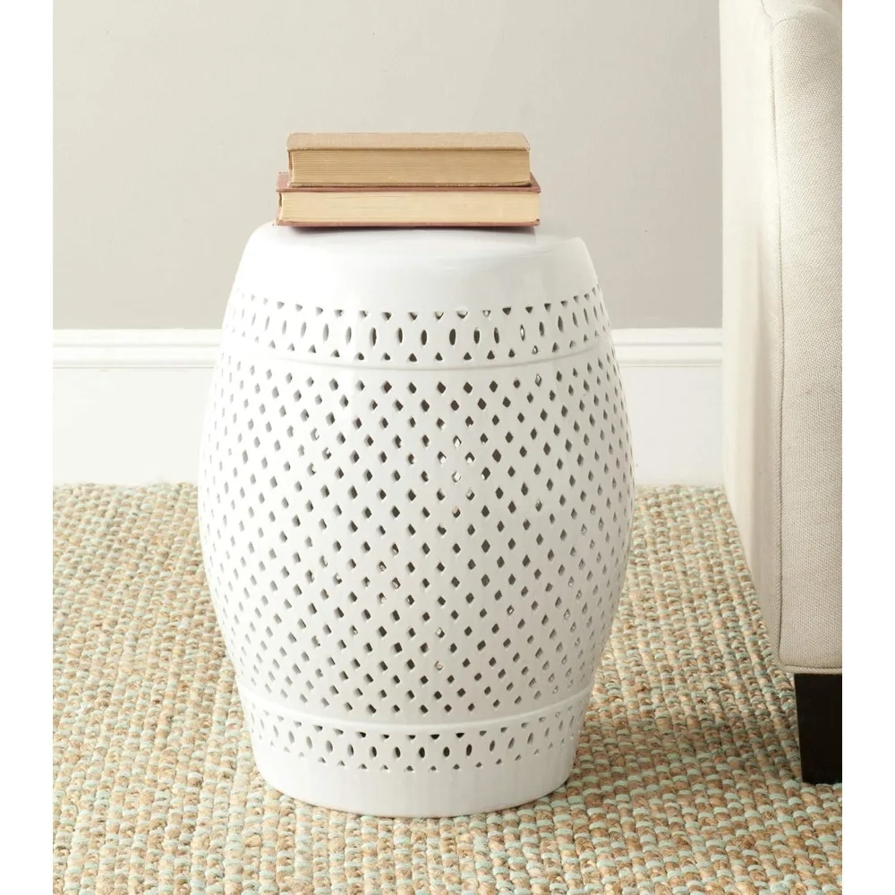 Decorative Garden Stools  Diamond Ceramic Decorative Garden Stool, White