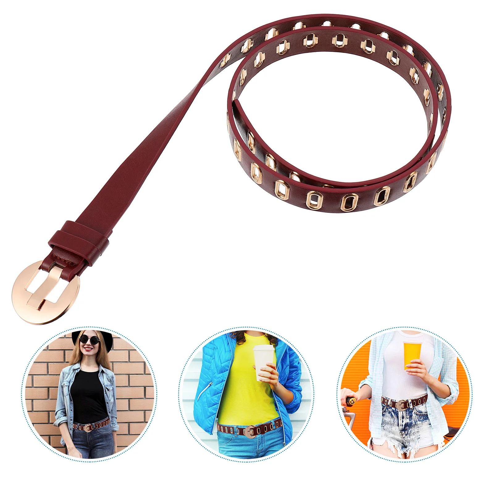 여성을 위한 1개의 장식용 허리띠 트렌디한 PU 벨트 쉽게 매치할 수 있는 의상 사무실 데이트 외출 액세서리에 적합