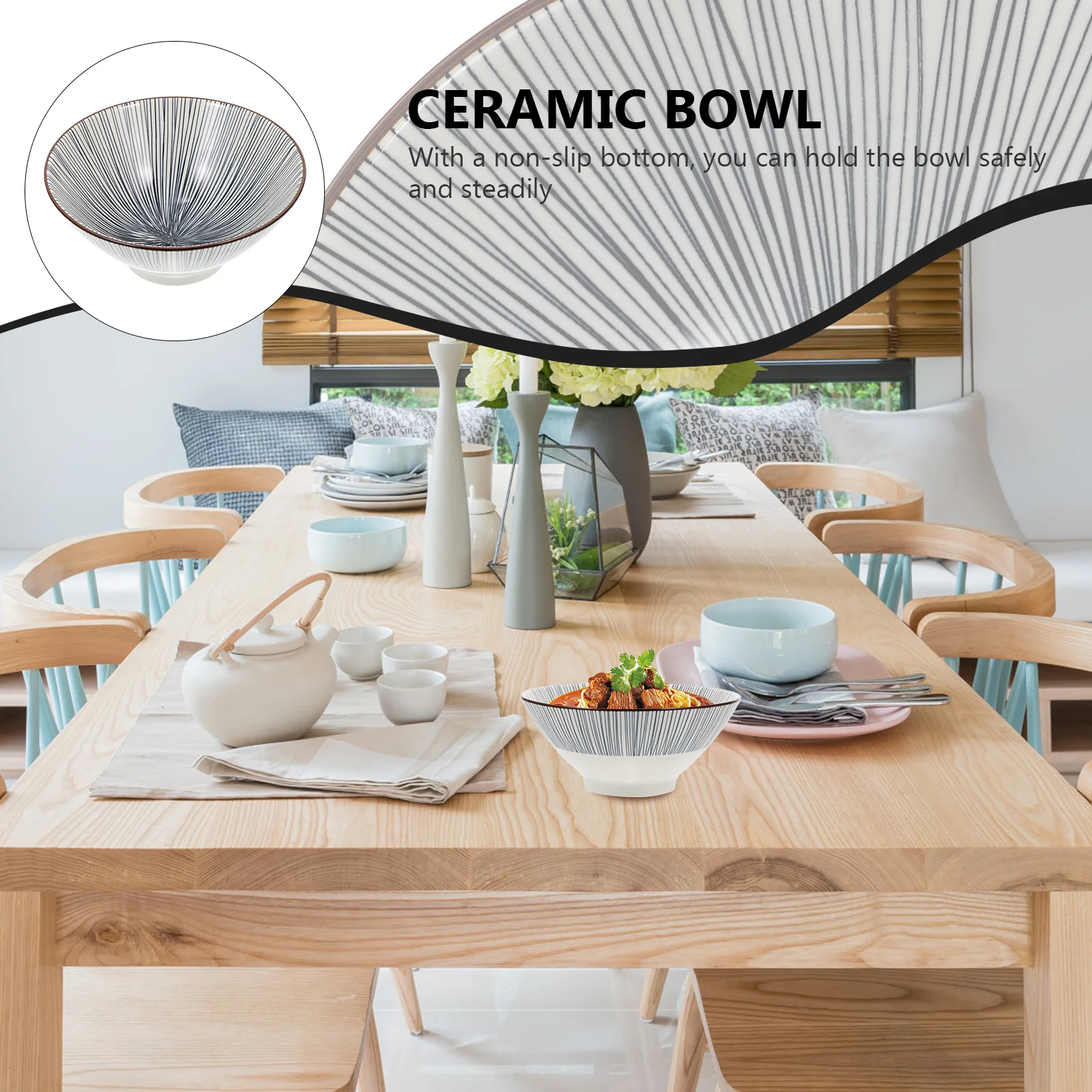 

Bowl Ceramic Material Easy Clean Salad Food Serving Bowl Household Tableware