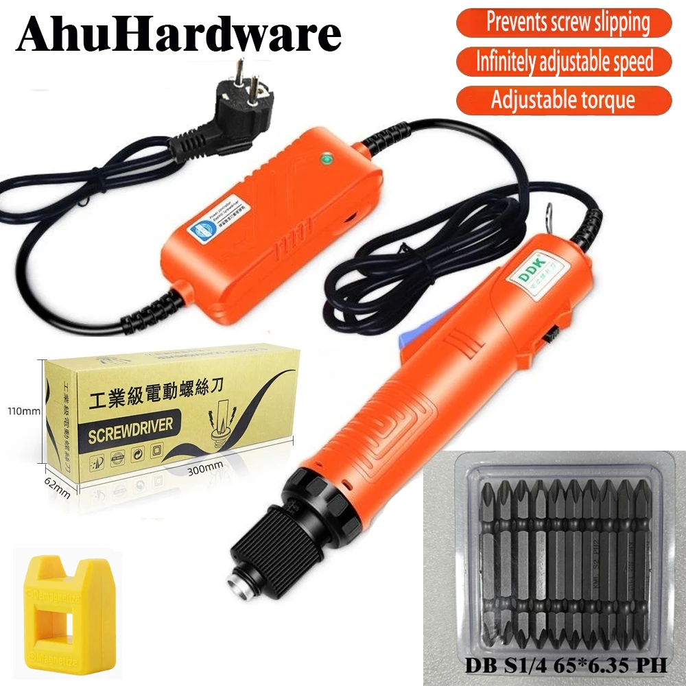 

Электрическая отвертка AhuHardware 1400 об/мин, 220 В + 11 насадок 65*6,35 мм, регулируемая скорость, промышленный класс, с регулировкой крутящего момента