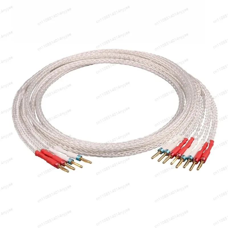 Audiophile Speaker Cable Upgrade - Bi-Wire OFC Copper with Silver Coating & Gold-Plated Banana Plugs, Enhanced Clarity