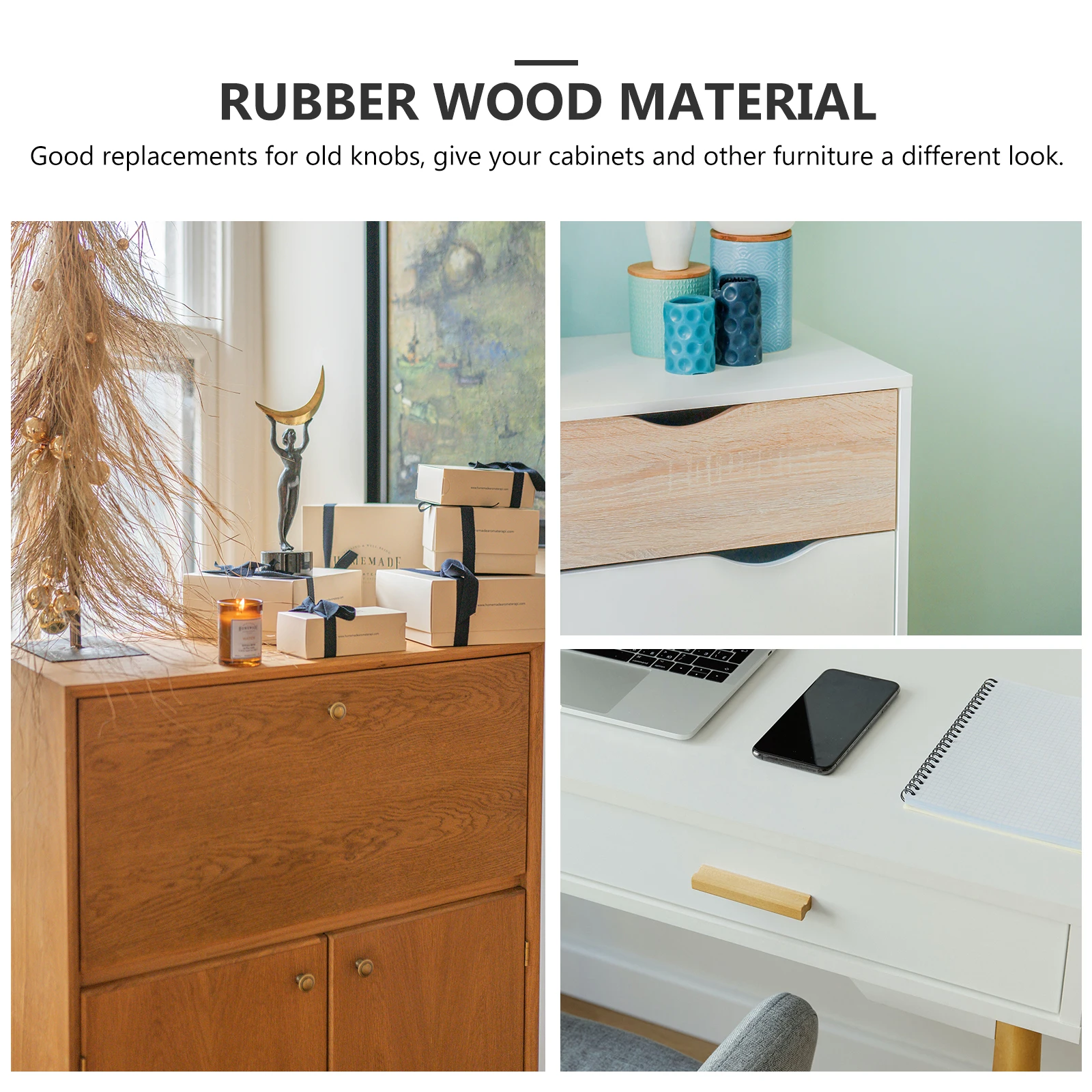 Furniture H Drawer Pulls Rubber Wood Cabinet Knobs Wardrobe H Drawer Pulls Kitchen Cupboard Hardware Durable Smooth