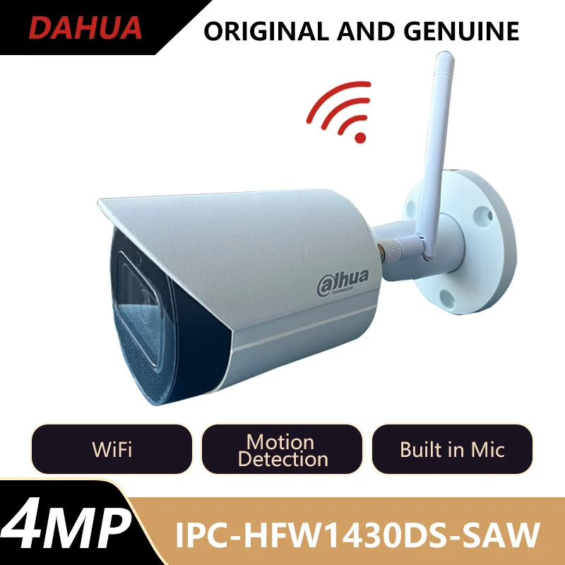 

Dahua 4MP IR Fixed-focal Wi-Fi Bullet IP Camera Outdoor Motion Detection Built-in MIC WDR CCTV Security Camera IPC-HFW1430DS-SAW