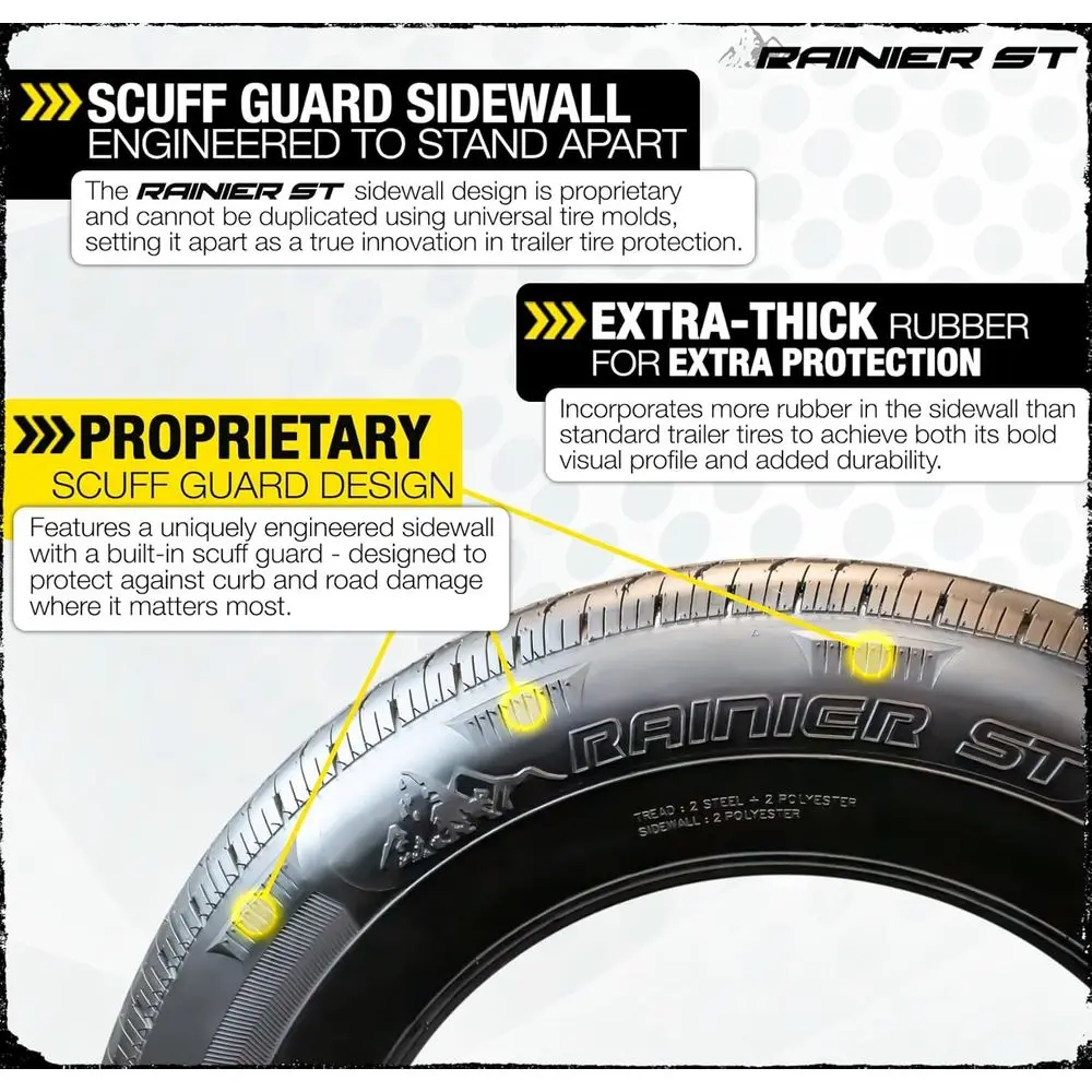 2-Pack 13 Inch Radial Trailer Tires with White Spoke Wheels - 6-Year Warranty