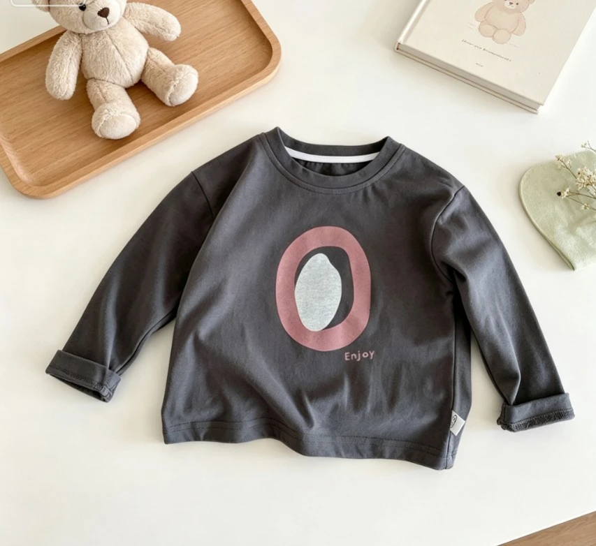 Small Toddler Geometric Basic Long Sleeve T Shirt Baby Crew Neck Top Abstract Oval Enjoy Letter Clothing Tops Children Costume