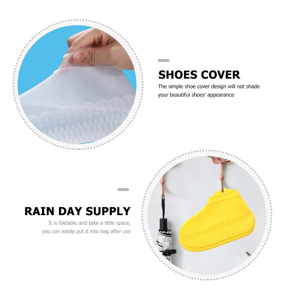 

3Pairs Silicone Waterproof Shoe Covers Rainy Day Overshoes Non-Slip Reusable Elastic Foldable Comfortable Sole for Unisex