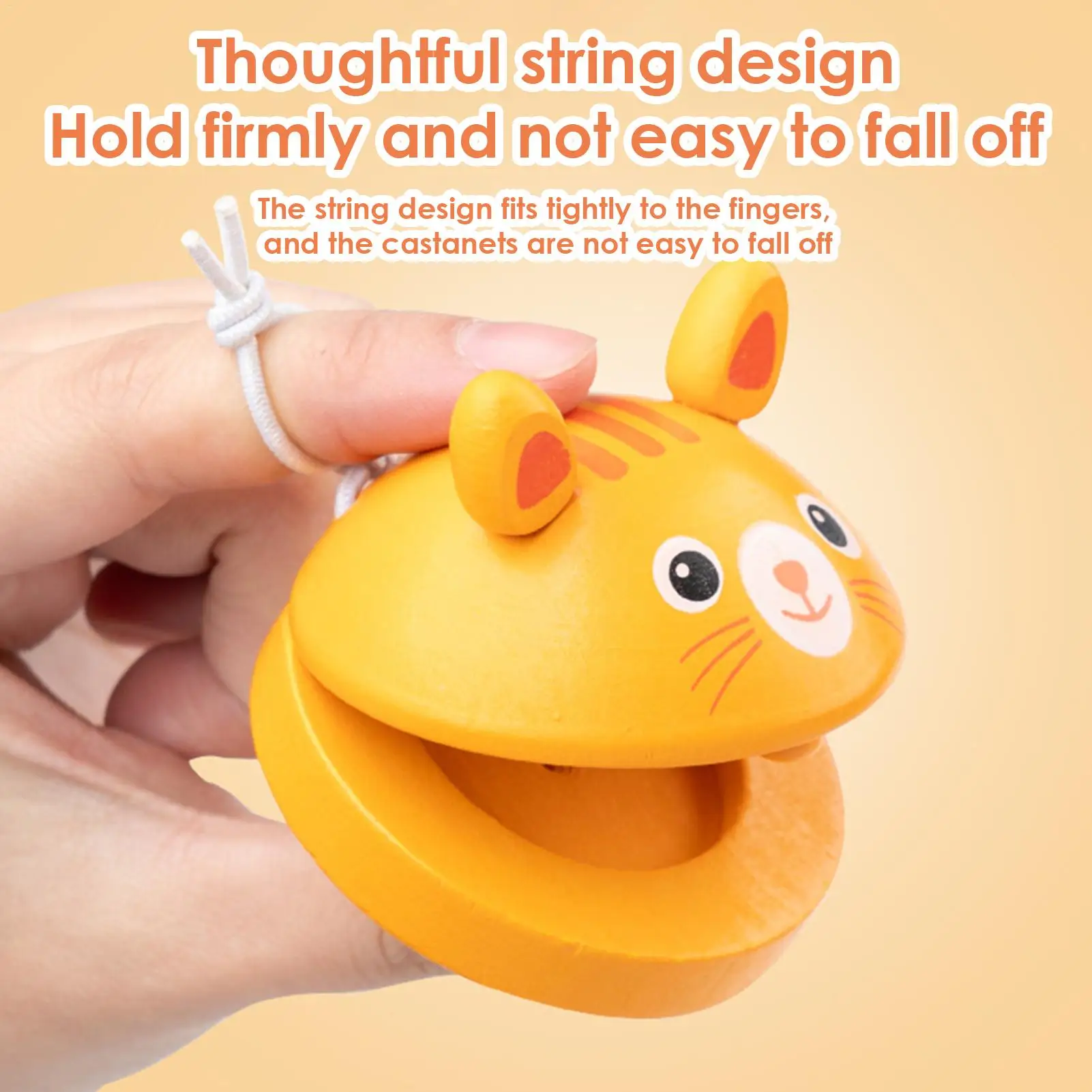 Hand Castanets Musical Instruments Percussion Toy Musical Castanets Cute Animal Patterns Hand Finger Clap Board with String for