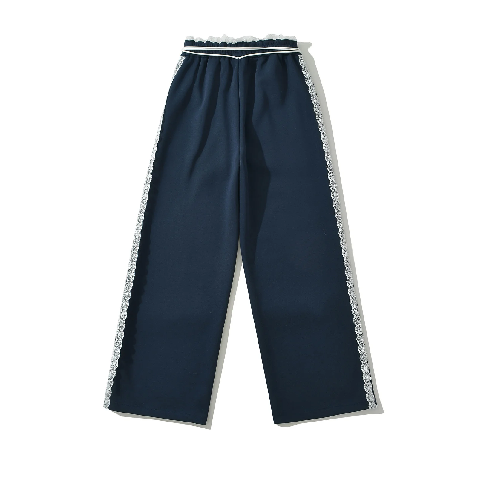 Calças Casuais de Dança Jazz com Cintura Alta e Detalhes em Renda para Mulheres, Calças de Esporte de Perna Larga, Estilo de ...