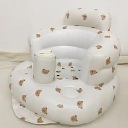 Infant Shining Baby Inflatable Sofa Children Puff Portable Bath Chairs PVC Multifunctional Seat Practice Sitting Bath Stool