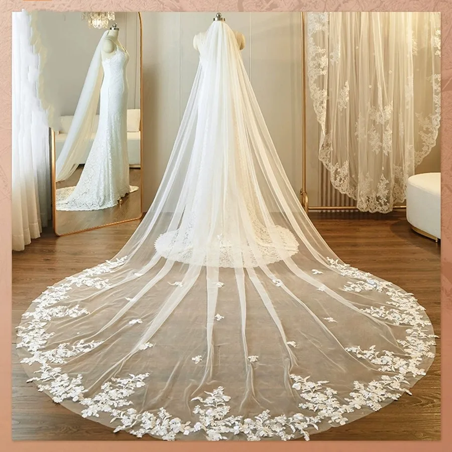 

New Arrival White Ivory Cathedral Wedding Veils One Layers Bride Wedding accessories Bridal Veil Velos de novia mariage