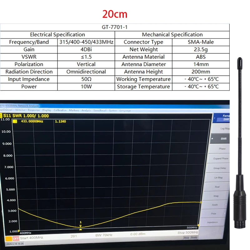 LORA 433MHz Antenne 433 MHz Soft-Whip-Antenne SMA Omni High-Gain Langstrecken-Fernsteuerungsmodul Antenne – Detail 1