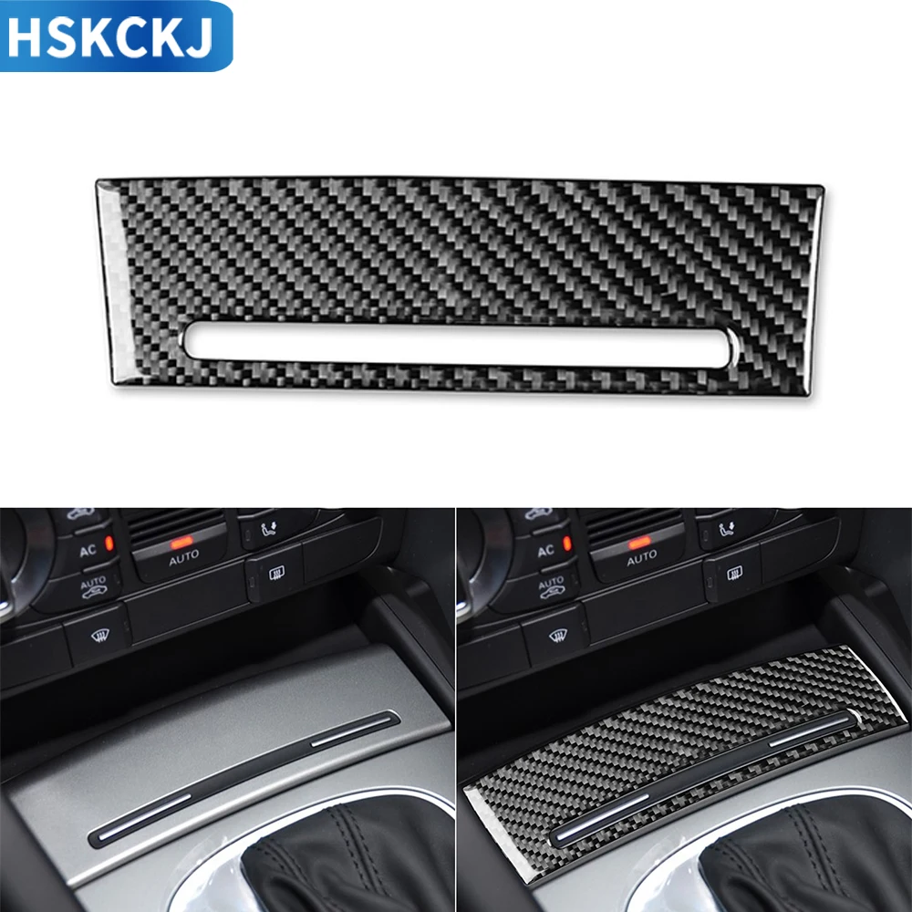 

For Audi A3 S3 8P 2006 2007 Real Carbon Fiber Car Center Control Storage Box Panel Trim Cover Sticker Interior Accessories