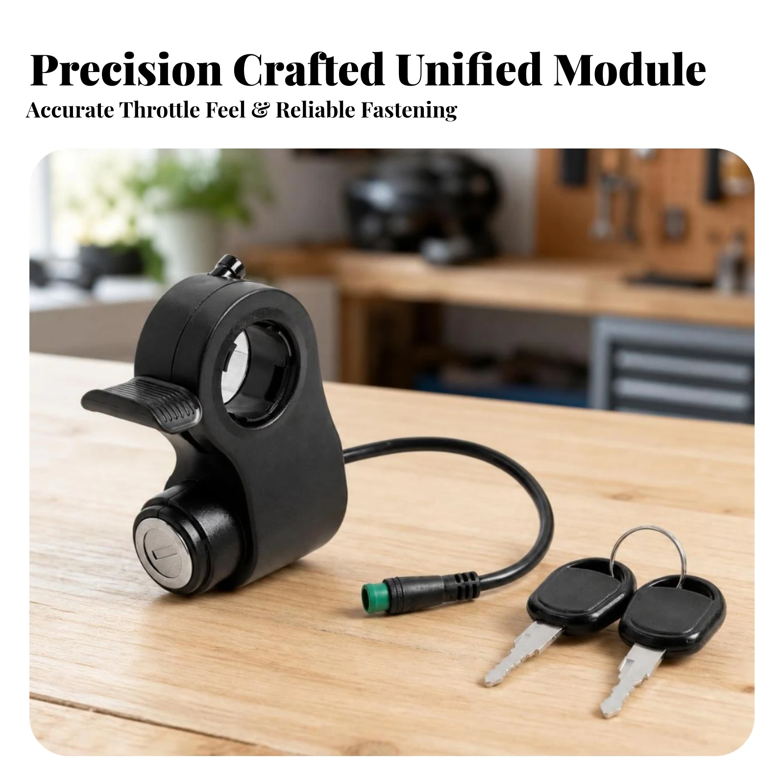 Scooter Throttle with Ignition Lock Easy to Install Thumb Throttle with Key Switch Electric Bike Power Key Wired for Commuters
