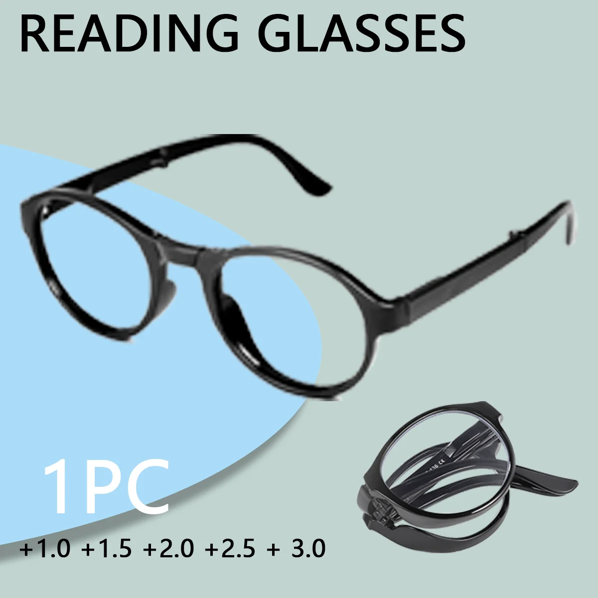 1 pezzo ​ ​ Occhiali da lettura con blocco della luce blu, occhiali da lettura portatili 1.0x ~ 3.0x Occhiali da presbite pieghevoli