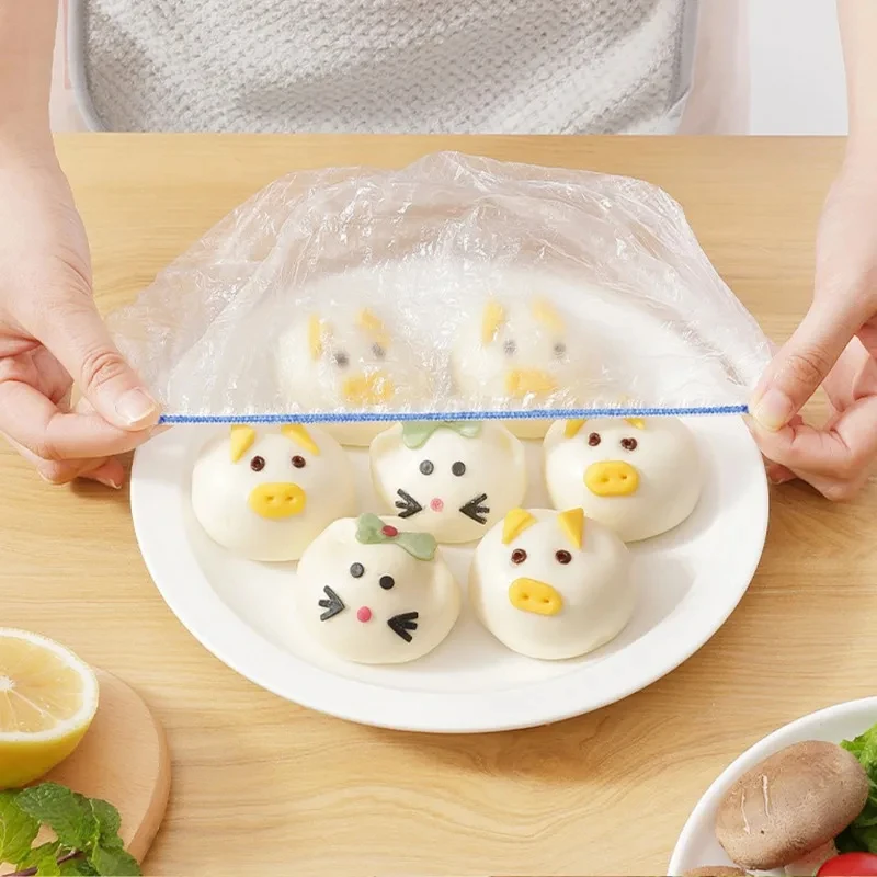 Color Disposable Food Cover Plastic Wrap Food-Grade PE Fresh-keeping Film Bag Storage Kitchen Disposable Bowl Cover Wholesale image 3