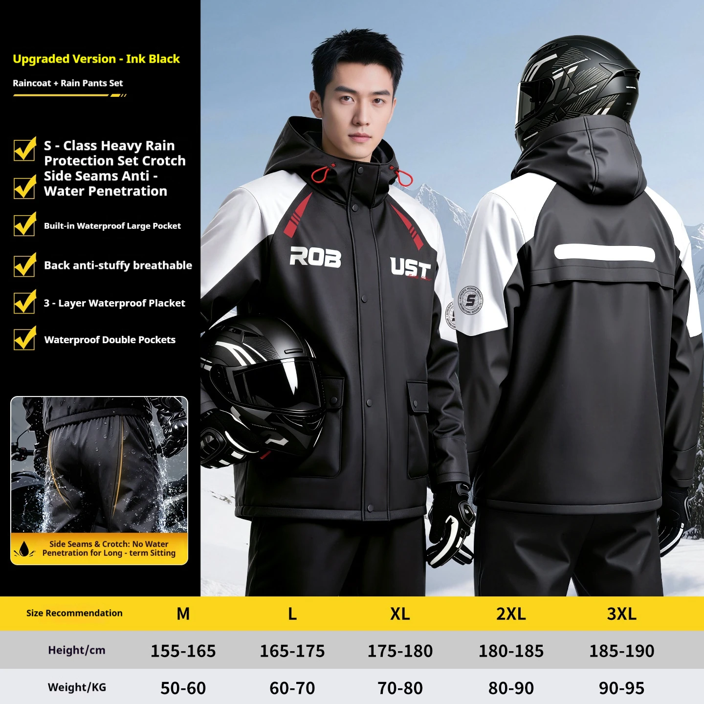 Adult Full Body Raincoat And Rainpants Set Anti-Rainstorm Electric Vehicle Special Wear Separately for All-Weather Protection