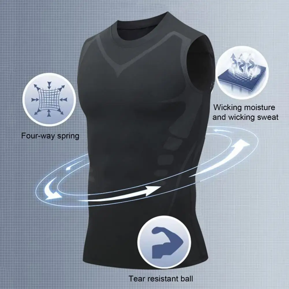 Body-hugging Shaping Top Men's High Elasticity Slim Fit Sport Vest for Gym Running Basketball Quick-drying Compression Tank Top