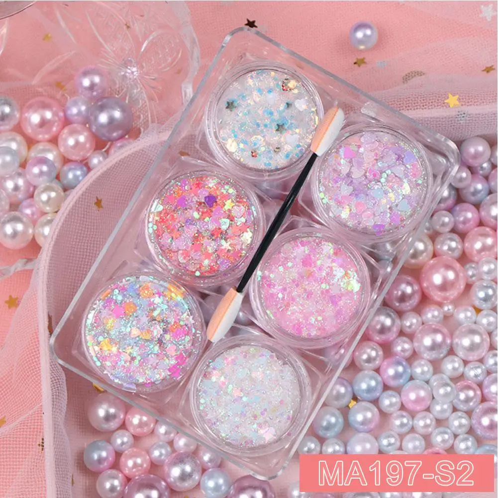 Brillo de ojos para uñas, pelo, cuerpo, cara, pegatinas, arte en Gel, lentejuelas sueltas, fiesta, Festival, crema de maquillaje, diamantes de imitación, joyas, decoración Z4H7