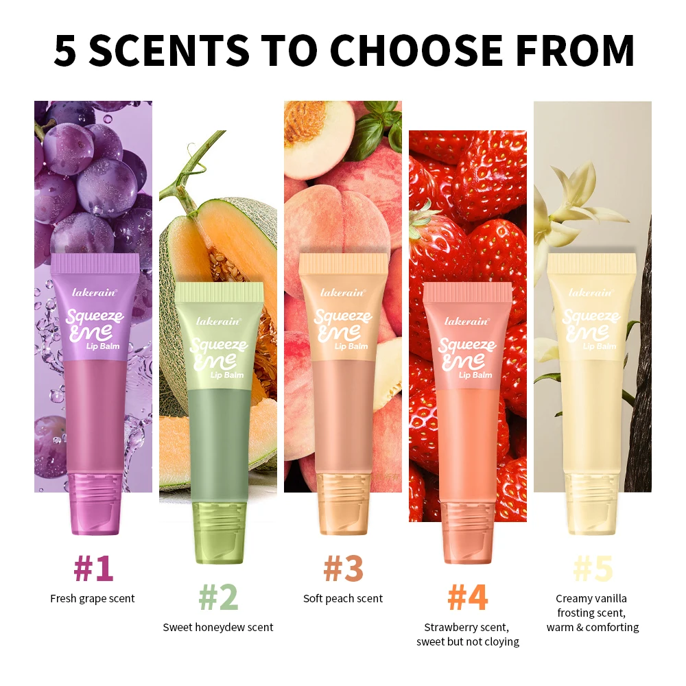 Lip Gloss Long Lasting Moisturizing Lip Balm with Hyaluronic Acid Sheer Strawberry Flavor Squeeze Tube Plumping Gloss Hydration