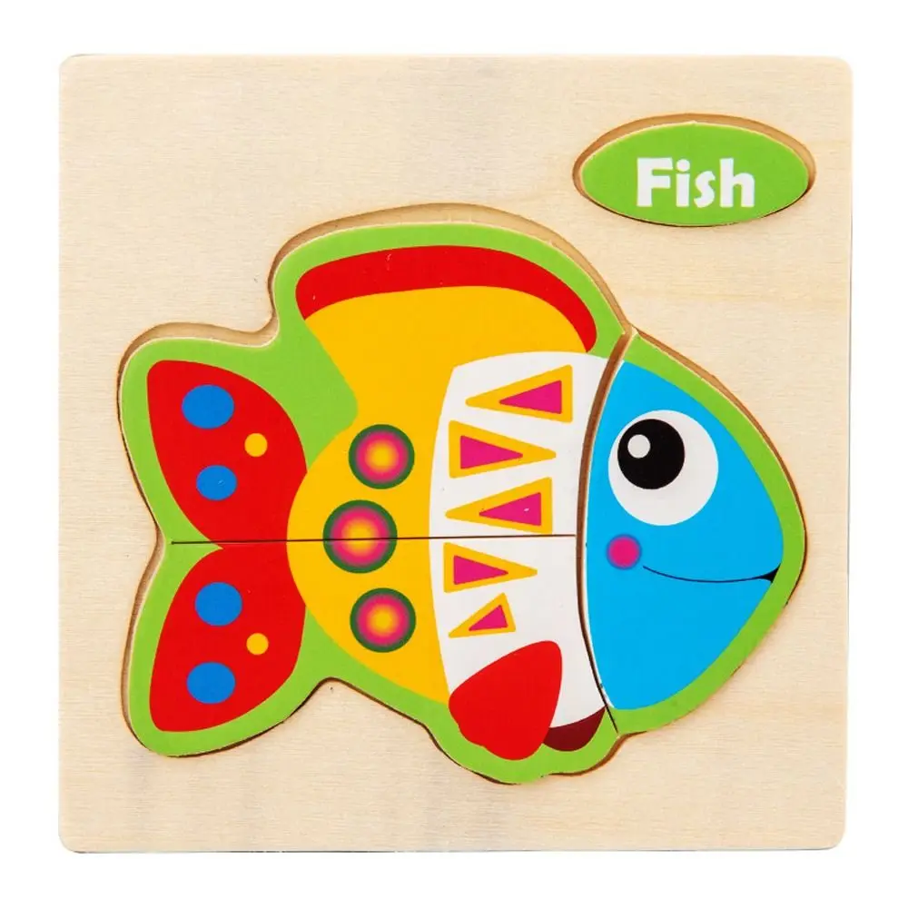 Wood 3D Animal Jigsaw Multiple-topic Puzzle Animal 3D Wooden Puzzle Learning Cognition Interactive Game Baby Montessori Toys