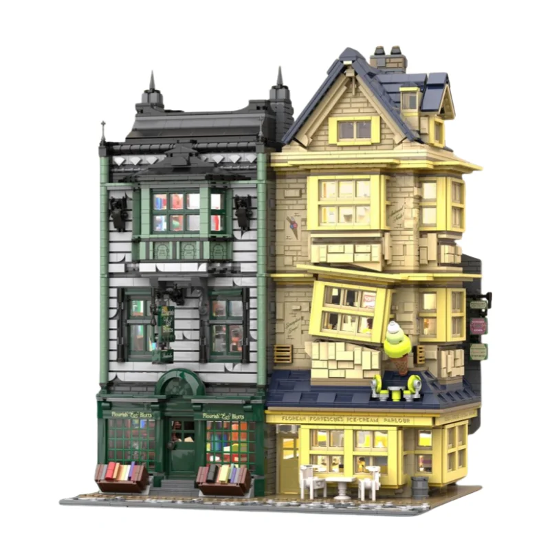 Street View Model MOC Building Bricks Bookstores And Restaurants Modular Technology Gifts Holiday Assemble Children Toys Suit