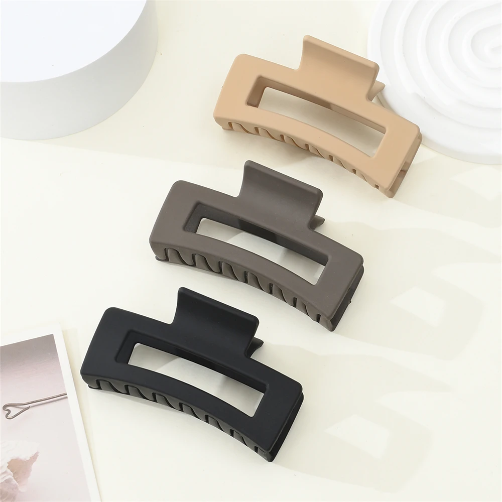 Trendy Pure Color Matte Plastic Hair Claw Clamps Big Pastel Rectangular Hair Clip Claw For Women Hair Accessories