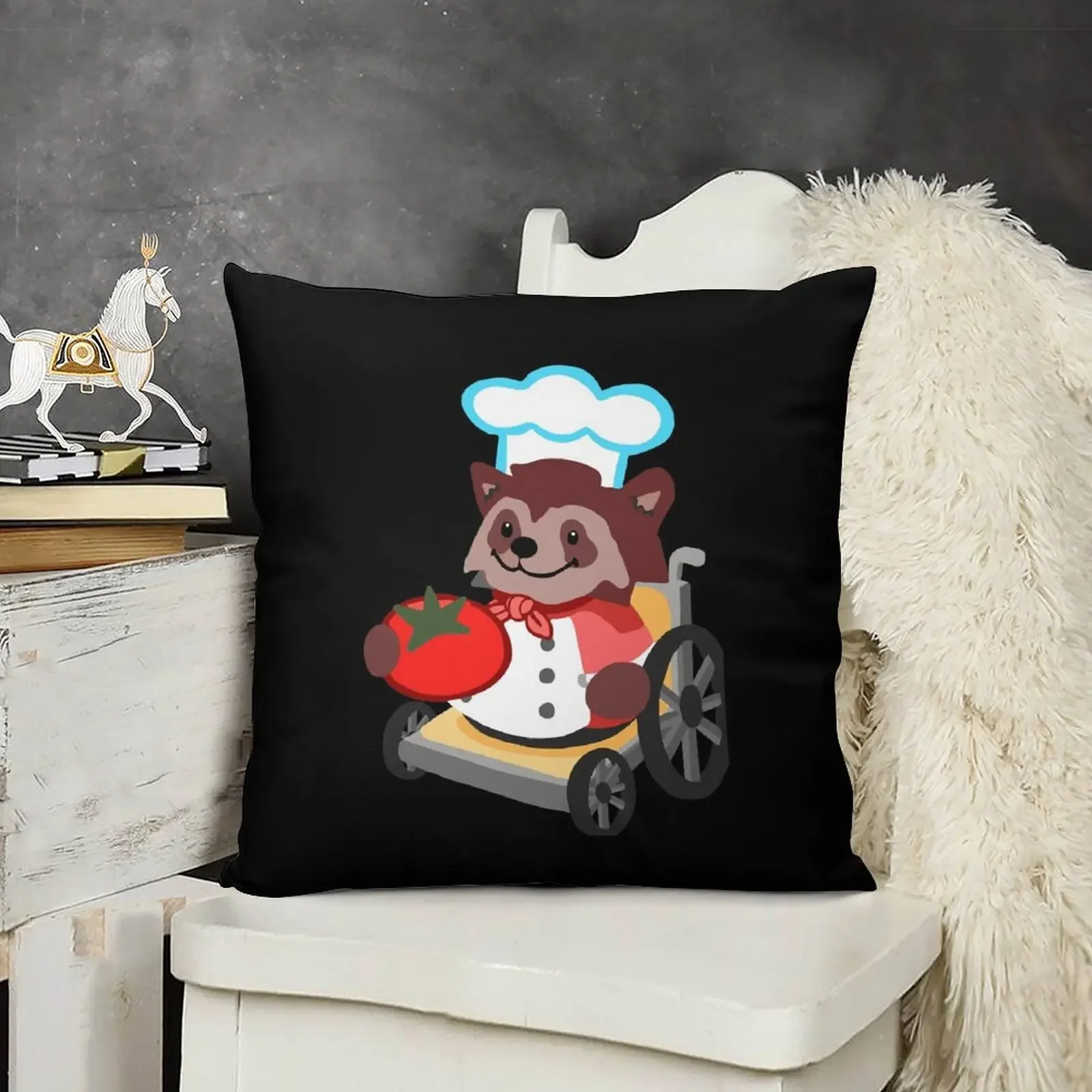 Overcooked wheelchair raccoon chef Throw Pillow Pillow Cover Decorative Cushion Decorative Sofa Cushion pillow