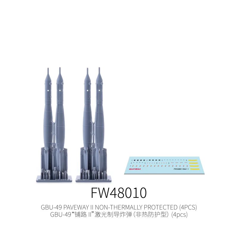 GALAXY FW48001-FW48011 Arma de jato de combate moderna Peças impressas em 3D AGM F-14 F-16 F-18 Adaptação de vários modelos