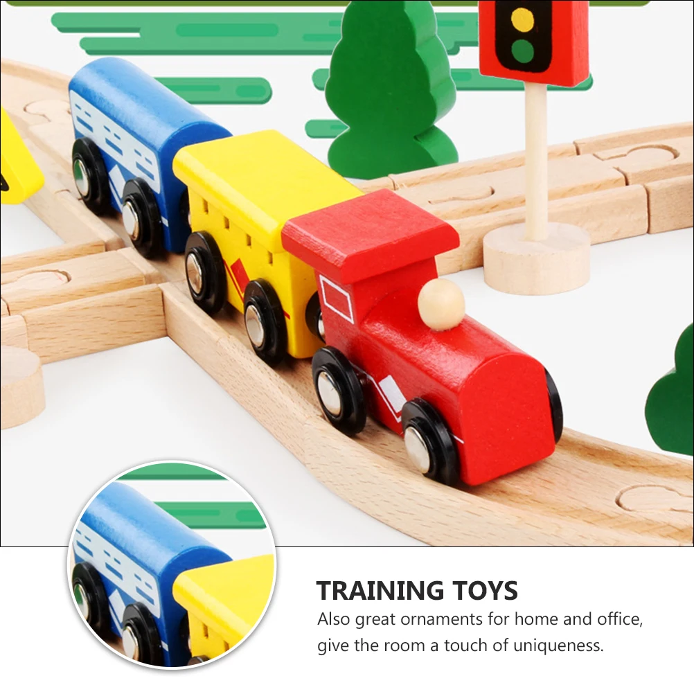 

Track Train Colorful Wooden Educational Toy Cartoon Non Remote Vehicle Plaything Office Ornaments